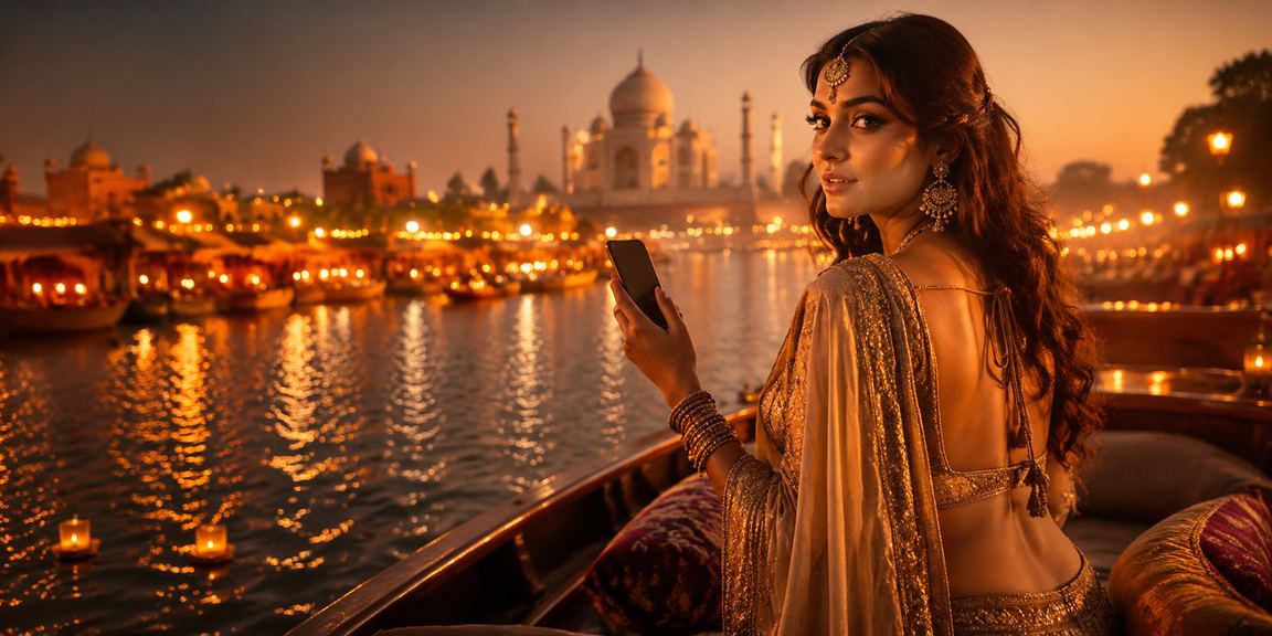 Festive scene at Taj Mahal with cricket VIP bonus promotion