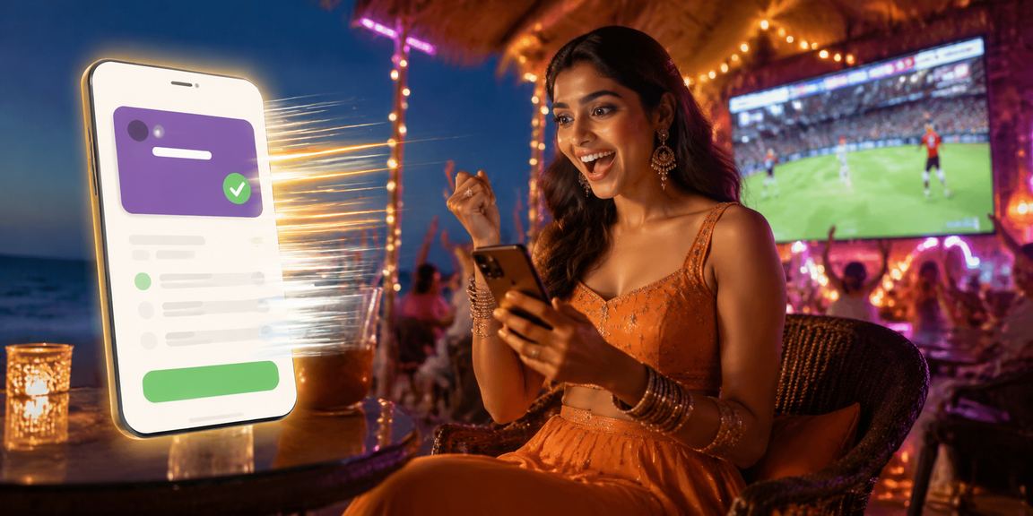 Secure deposit transactions on a beach in Goa by a mobile user